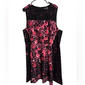 Roz & Ali Pink and Red A-Line Midi Dress